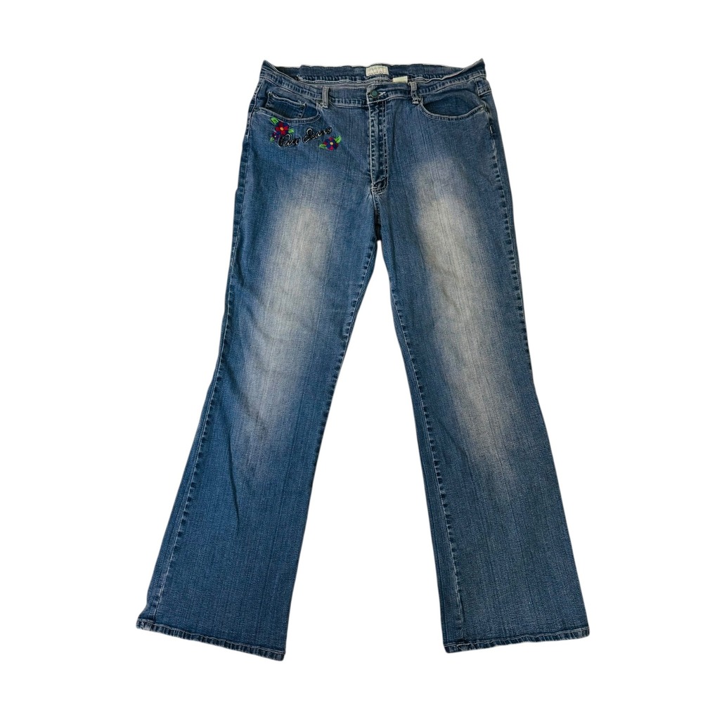 Paco Jeans Y2K Floral Embroidered Embellished‎ Flare Jeans Women's Size 18